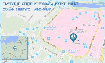 ZAKŁAD GENETYKI - INSTYTUT CENTRUM ZDROWIA MATKI POLKI - UL. RZGOWSKA 281/289,  ŁÓDŹ-GÓRNA