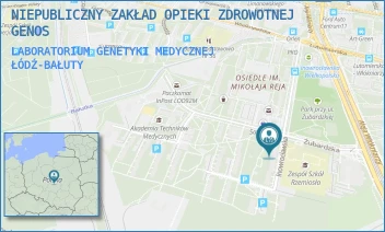 LABORATORIUM GENETYKI MEDYCZNEJ - NIEPUBLICZNY ZAKŁAD OPIEKI ZDROWOTNEJ GENOS - UL. INOWROCŁAWSKA 9/132,  ŁÓDŹ-BAŁUTY