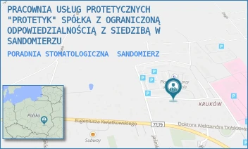 PORADNIA STOMATOLOGICZNA - PRACOWNIA USŁUG PROTETYCZNYCH "PROTETYK" SPÓŁKA Z OGRANICZONĄ ODPOWIEDZIALNOŚCIĄ Z SIEDZIBĄ W SANDOMIERZU - SCHINZLA 13,  SANDOMIERZ