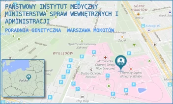 PORADNIA GENETYCZNA - PAŃSTWOWY INSTYTUT MEDYCZNY MINISTERSTWA SPRAW WEWNĘTRZNYCH I ADMINISTRACJI - WOŁOSKA 137,  WARSZAWA MOKOTÓW